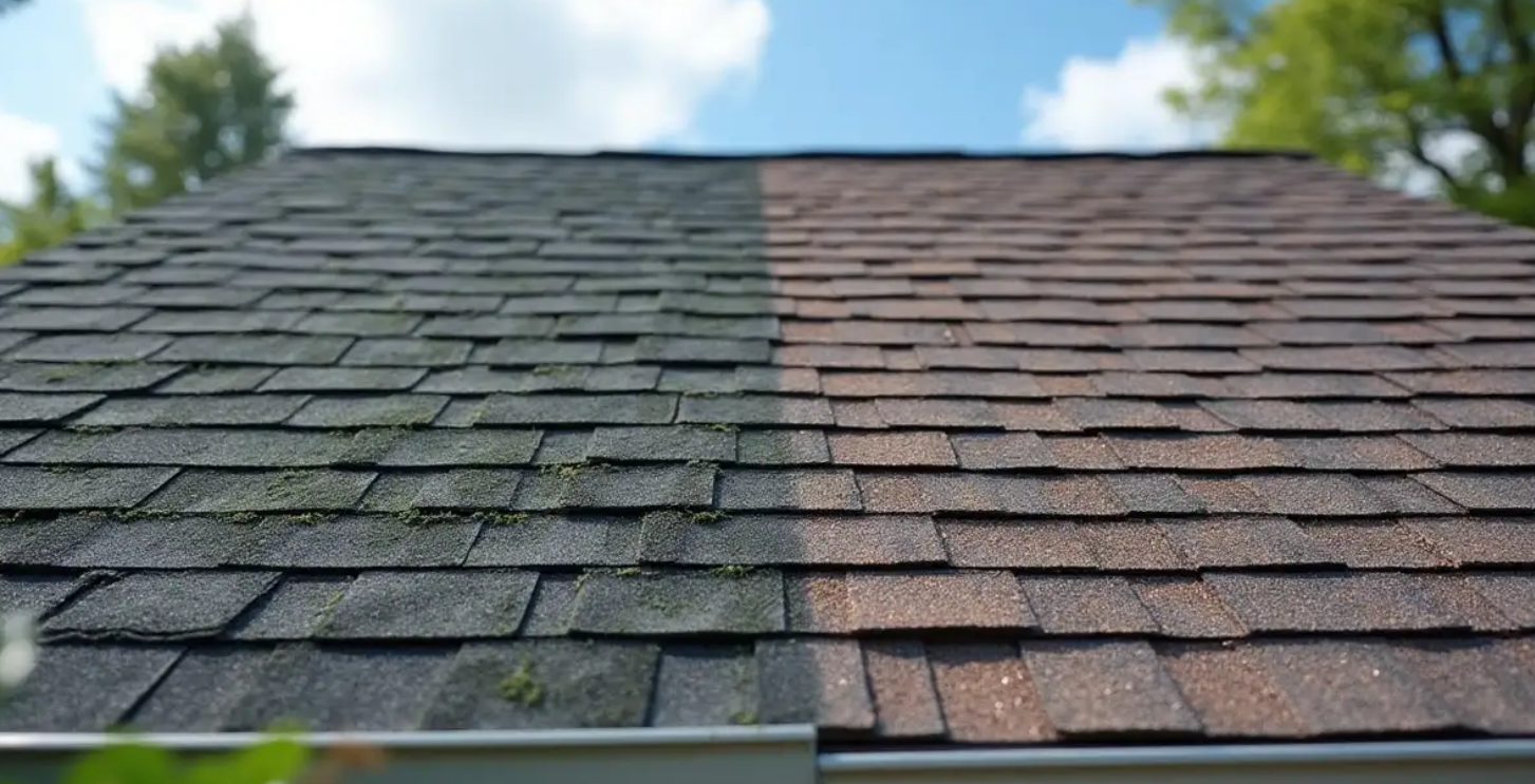 roof algae in Knoxville TN black streaks on asphalt shingles